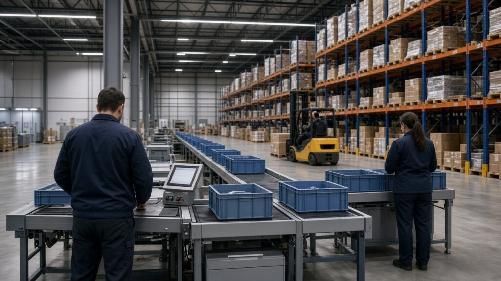Intralogistik: Fördertechnik und Kommissionierplätze in einem modernen Lager