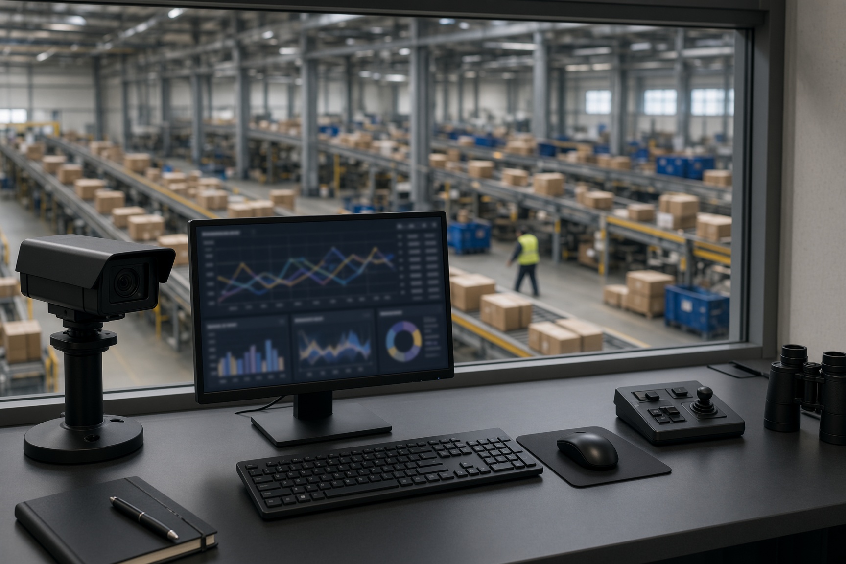 Leitstand überblickt eine automatisierte Sortierhalle