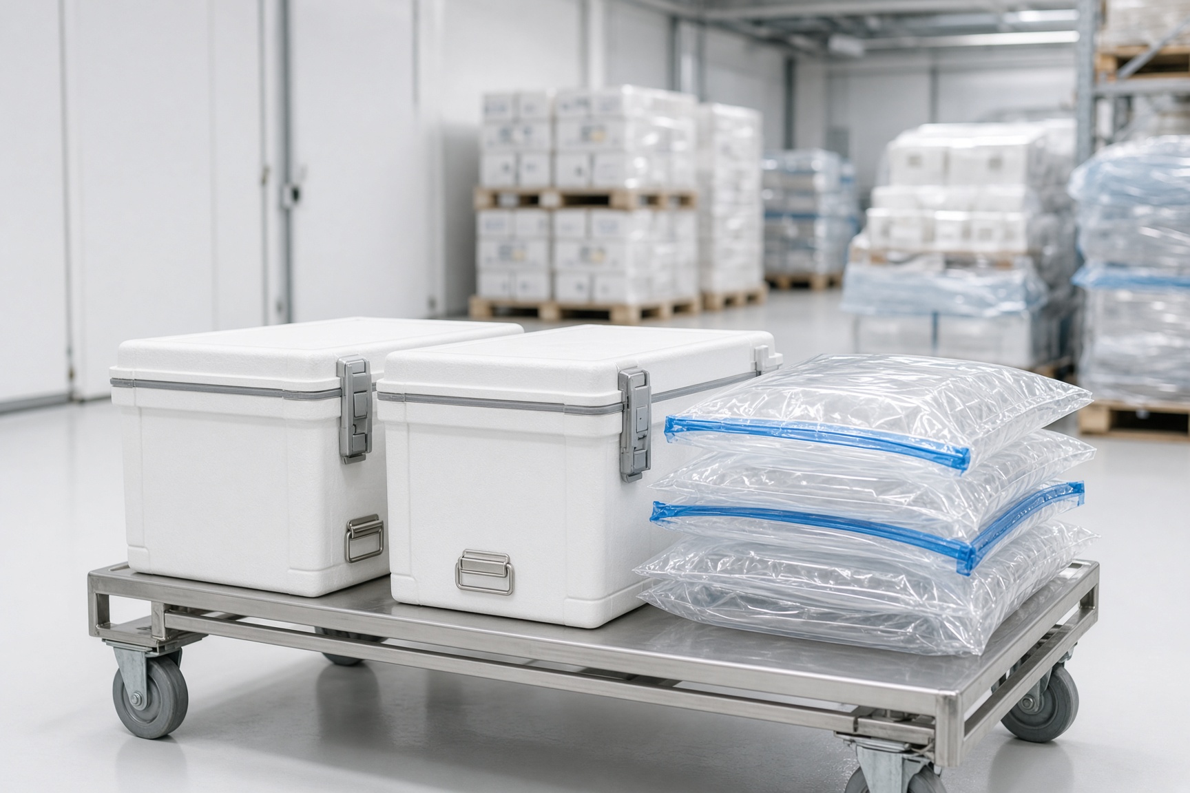 Isolierbehälter für Pharmasendungen in einem temperierten Reinlager