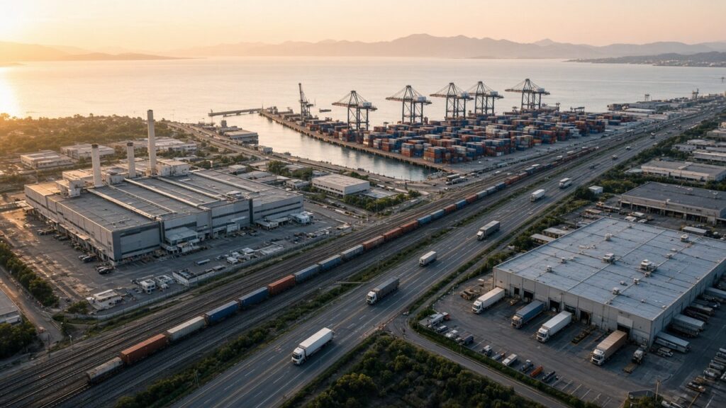 Supply Chain: Containerhafen, Lkw und Lager als Glieder einer globalen Lieferkette
